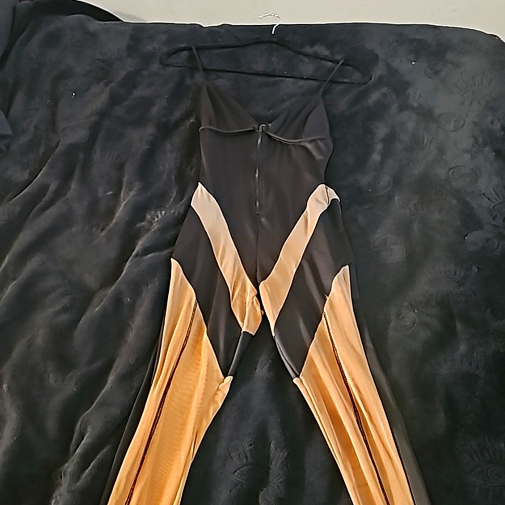 Sheer nude n black jumpsuit